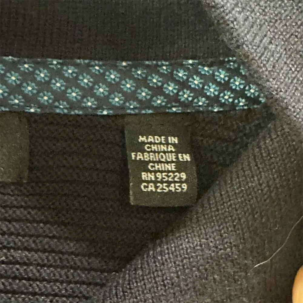 Ted Baker Men's Size 6 Blue Shawl Neck Button Sweater Long Sleeve Casual